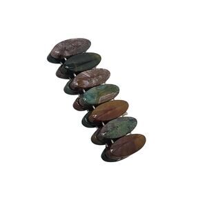 Vintage Moss Agate Lapidary Stone Bracelet Earth Tone Agate Stretch